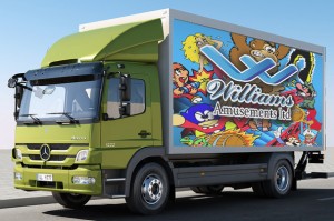 Our truck delivering arcade machines